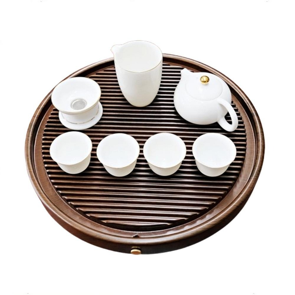 【自在坊茶具】萬川圓形電木茶盤 電木茶盤 茶盤 實木茶盤 木製茶盤 泡茶臺 排水式 高端茶具【全館滿599免運】-細節圖4