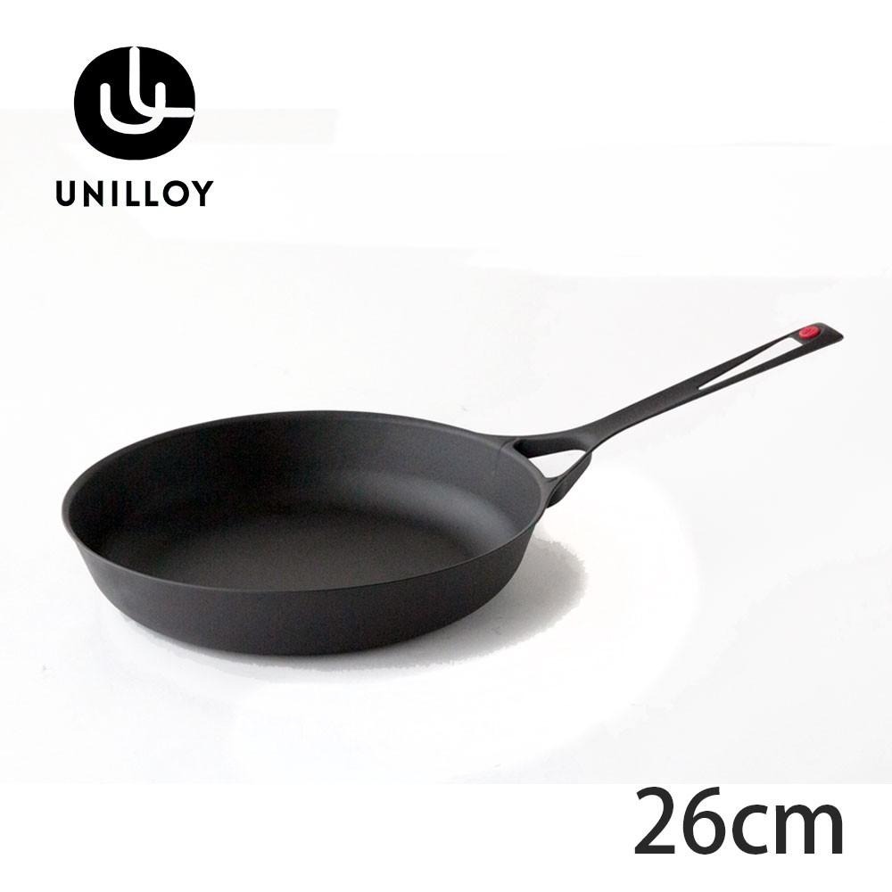 【Unilloy鑄鐵平底鍋】日本新潟燕三條 一體成型 鑄鐵鍋 26cm 附鍋蓋 平底鍋 UF262 鑄鐵-細節圖2