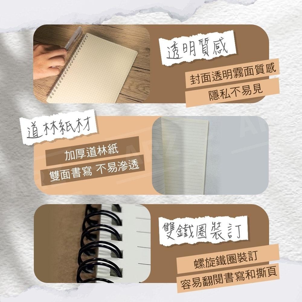 線圈筆記本 A5/B5【ARZ】【D249】空白 網格 橫線 記事本 牛皮筆記本 旅行手帳 記帳簿 線圈本 側翻本 畫本-細節圖9