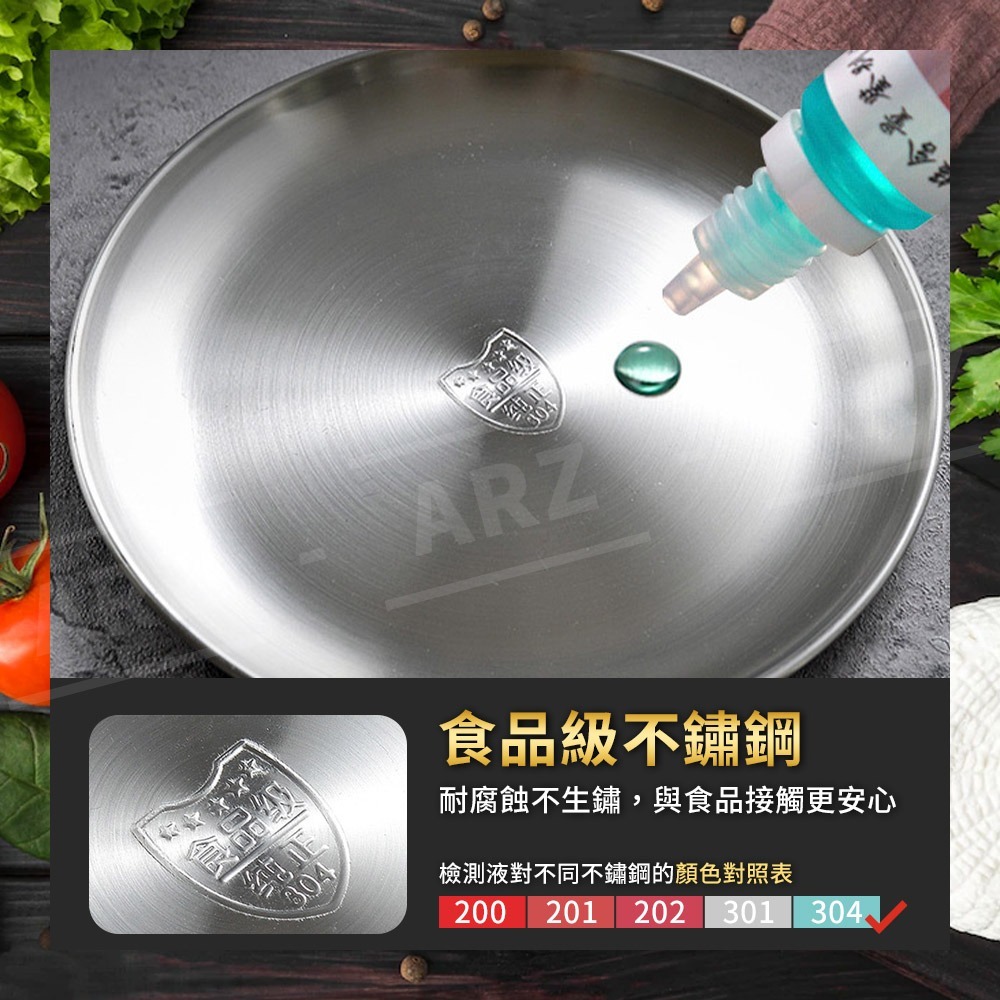 食品級 304 不鏽鋼圓盤【ARZ】【D143】韓式烤肉盤 小圓盤 大圓盤 金盤 菜盤 不鏽鋼盤 餐盤 盤子 不銹鋼托盤-細節圖8