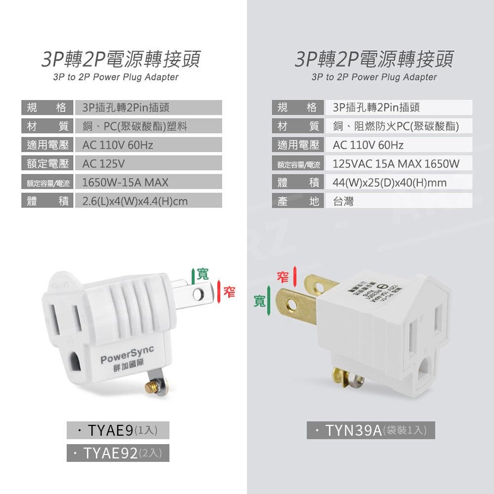 PowerSync 3轉2 電源插頭【ARZ】【D061】插頭轉接 三轉二插頭 轉接座 分接插座 壁插 分接器 群加-細節圖9