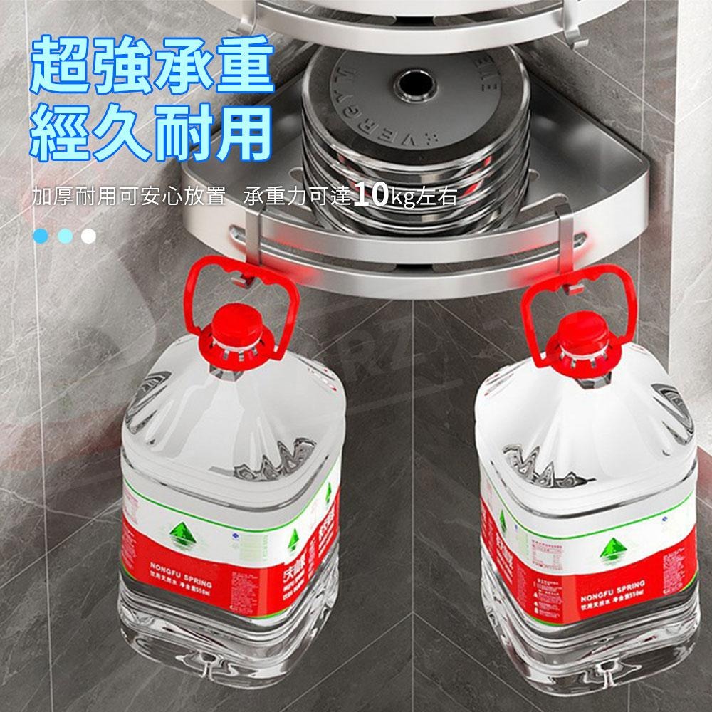 浴室置物架 無痕免釘貼【ARZ】【E108】瀝水收納架 太空鋁 三角置物架 掛勾 廁所置物架 牆角置物架 浴室收納架-細節圖4