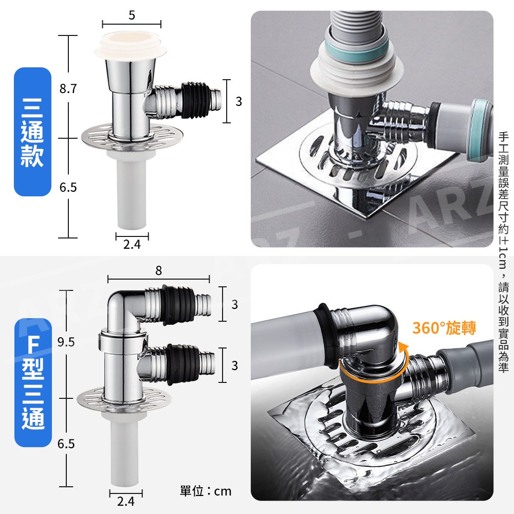 排水轉接頭【ARZ】【C216】三通地漏蓋 洗衣機下水管地漏 洗衣機地漏專用接頭 洗衣機排水管三通地漏 洗衣機地排三通-細節圖7
