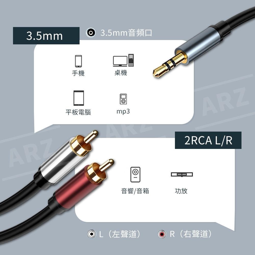 3.5mm轉2RCA 立體聲音源線 【ARZ】【D044】0.5米~10米 發燒級 2rca 音響連接線 音源線 音訊線-細節圖5