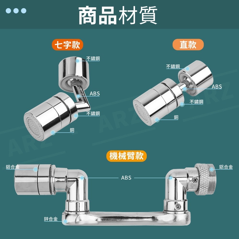 通用機械臂萬向水龍頭延伸器 雙檔出水【ARZ】【D164】萬向1080度旋轉 機械臂水龍頭 多款轉接頭 機械水龍頭延長器-細節圖10