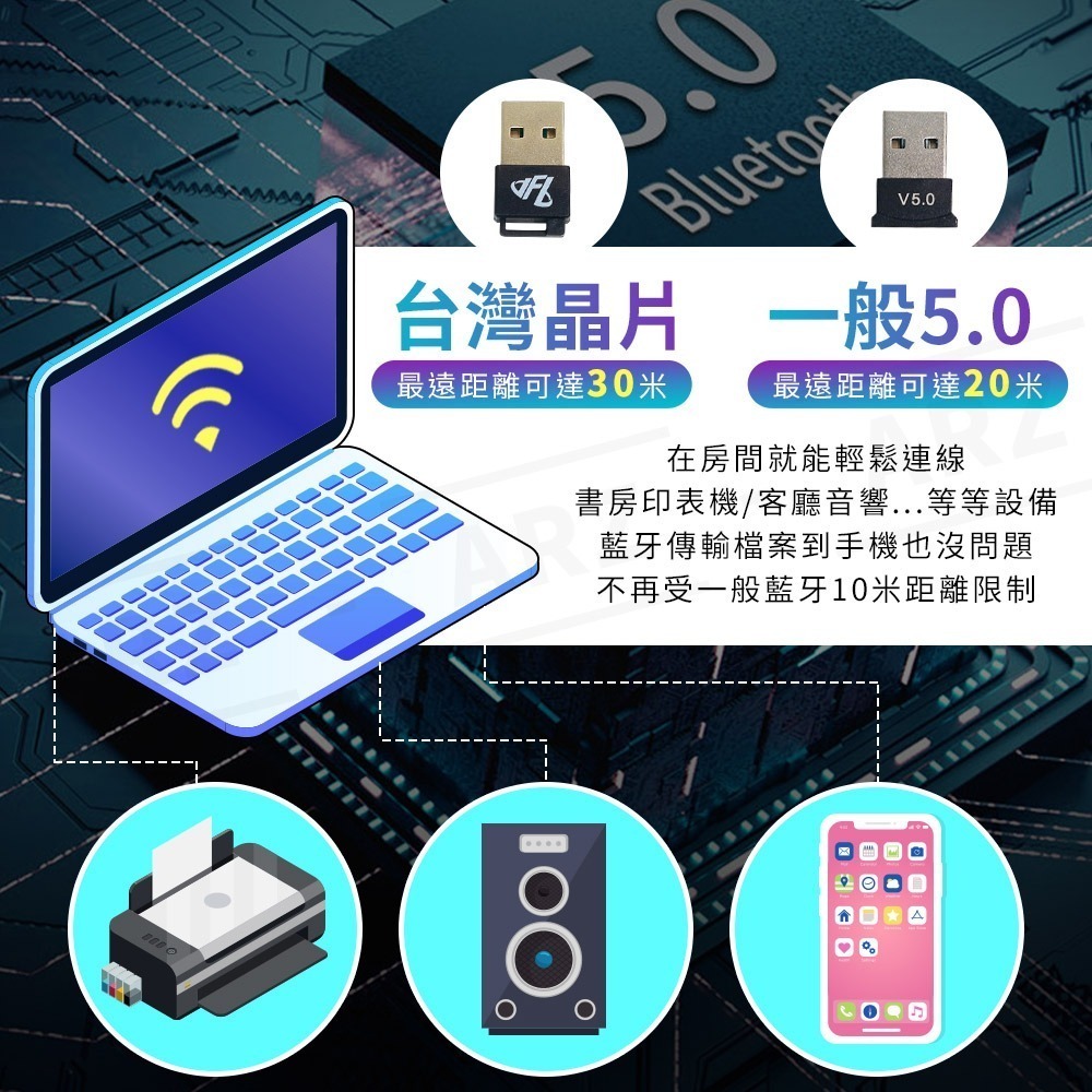 USB 藍牙接收器 台灣晶片5.0【ARZ】【B097】藍牙適配器 車用藍芽接收器 藍芽發射器 藍芽音頻接收器 外接藍牙-細節圖3