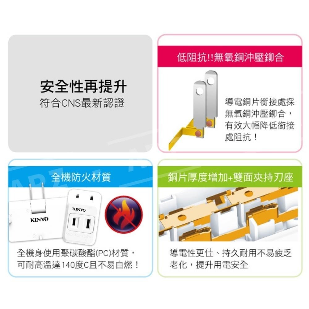 KINYO 防火轉向三面插【ARZ】【C008】台灣製 2孔 2P 一分三 電源轉接頭 轉彎插座 插座 插頭 轉向插頭-細節圖9