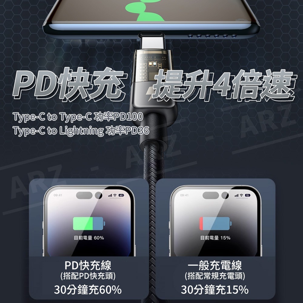 Mcdodo 自動斷電充電線 100W PD 快充線【ARZ】【E207】iPhone Type C 蘋果充電線 傳輸線-細節圖7