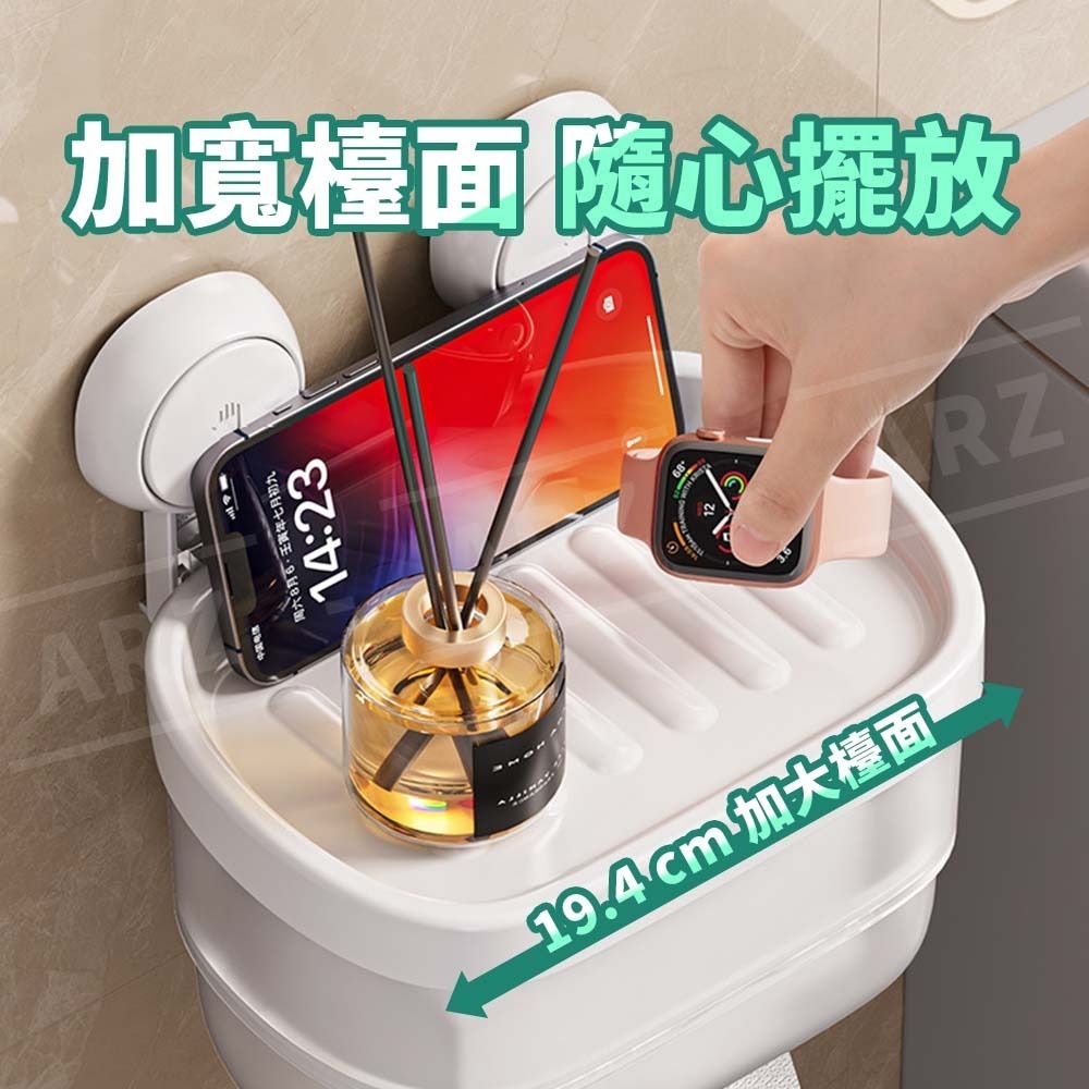 太力 面紙盒壁掛 無痕強力吸盤【ARZ】【E234】透明衛生紙盒 擦手紙盒 防水面紙盒 廁所紙巾架 衛生紙架 衛浴置物架-細節圖5