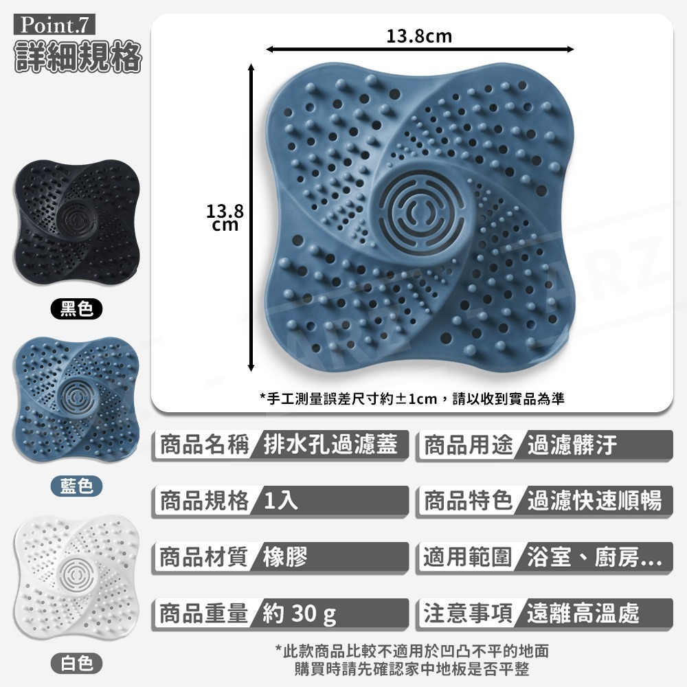 排水孔過濾蓋【ARZ】【F102】浴室 排水孔濾網 地漏蓋 排水孔蓋 排水蓋 水孔蓋 排水孔墊 排水孔 水槽濾網 過濾網-細節圖9