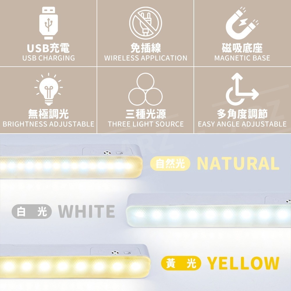 aibo LED 閱讀燈 磁吸燈【ARZ】【G105】護眼檯燈 USB 檯燈 書桌燈 桌燈 燈條 床頭燈 小夜燈 工作燈-細節圖3