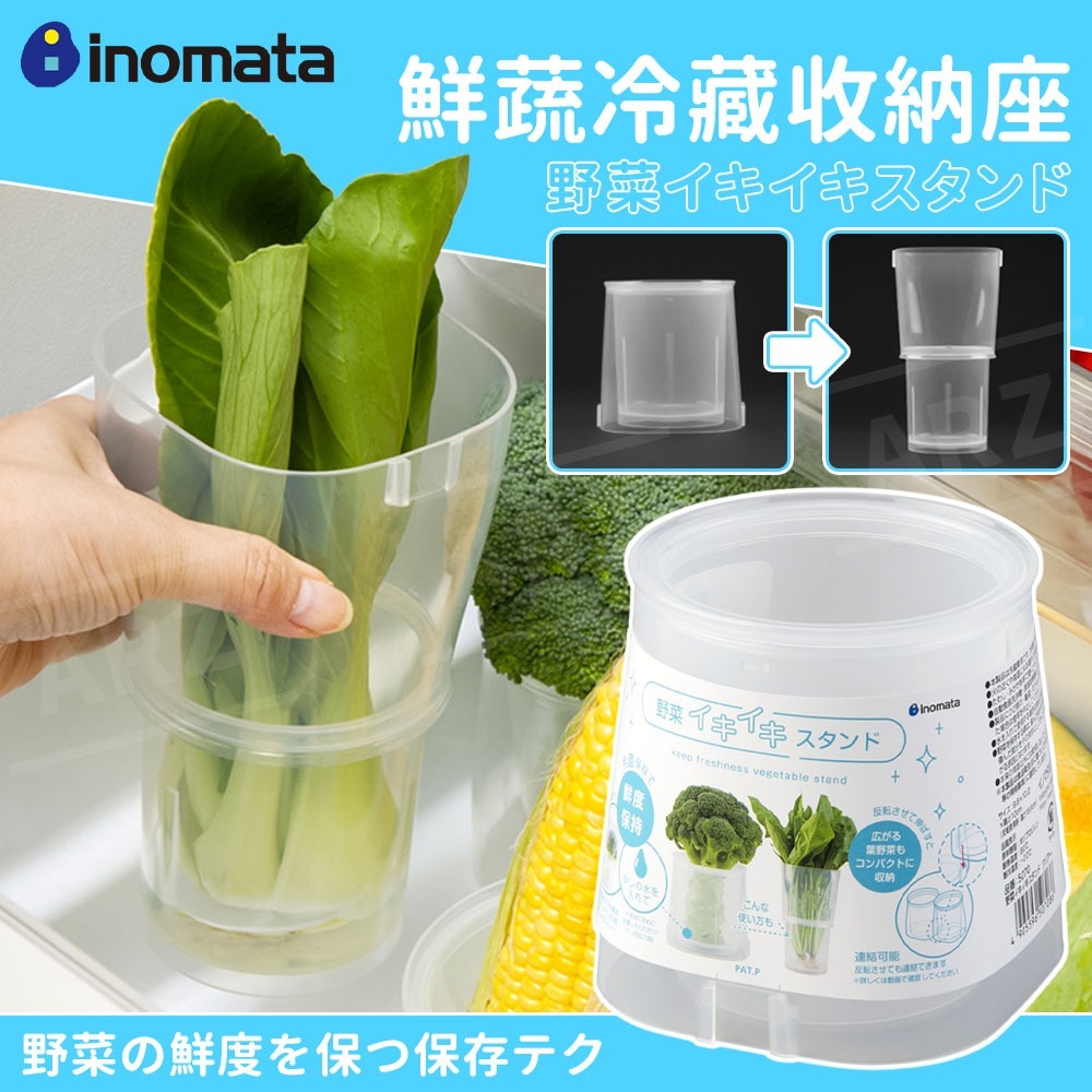 Inomata 鮮蔬冷藏收納座【ARZ】【G111】可伸縮 蔬菜保鮮盒 蔬果收納盒 保鮮盒 冰箱收納盒 廚房收納 儲物盒-細節圖2