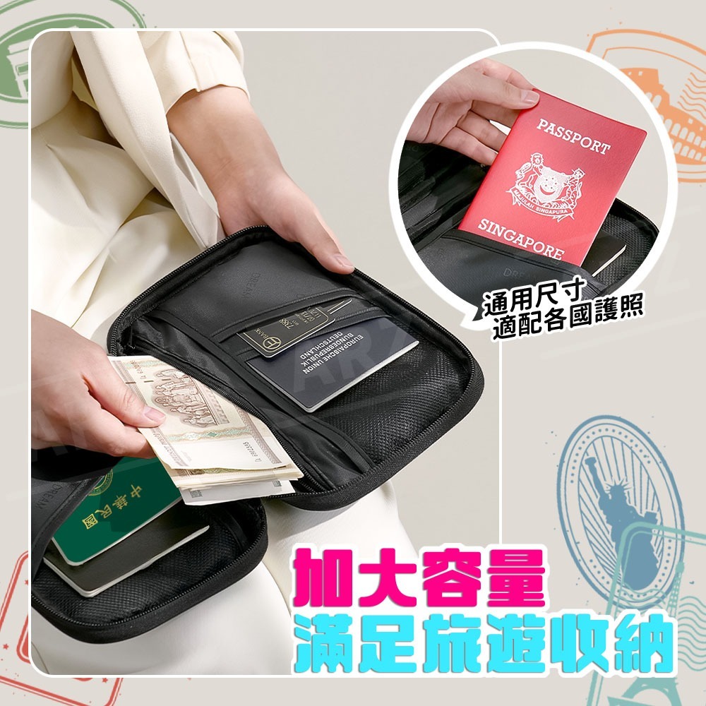 旅行護照包【ARZ】【G135】護照收納包 護照包 護照套 護照夾 護照保護套 證件包 拉鍊收納包 旅行錢包 旅行收納包-細節圖3
