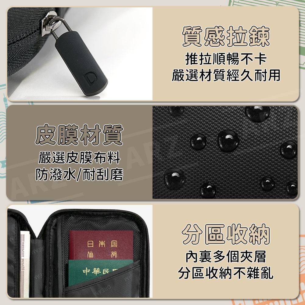 旅行護照包【ARZ】【G135】護照收納包 護照包 護照套 護照夾 護照保護套 證件包 拉鍊收納包 旅行錢包 旅行收納包-細節圖8