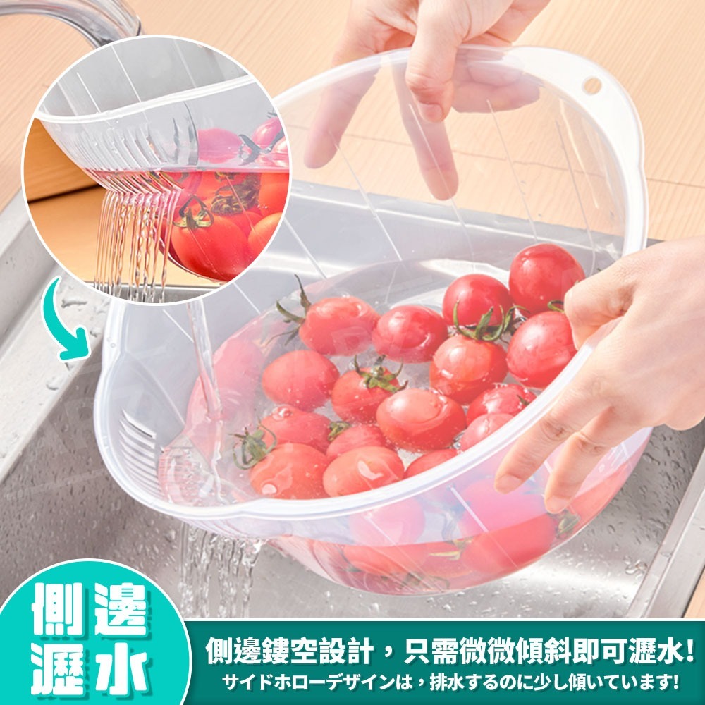 Inomata 洗米瀝水籃 日本製【ARZ】【G160】圓形 洗米籃 洗米器 洗菜籃 瀝水籃 濾水籃 水果籃 蔬果瀝水籃-細節圖4