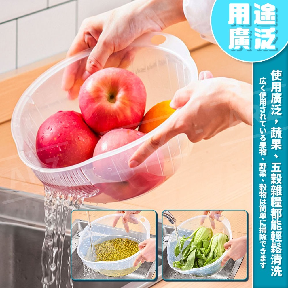 Inomata 洗米瀝水籃 日本製【ARZ】【G160】圓形 洗米籃 洗米器 洗菜籃 瀝水籃 濾水籃 水果籃 蔬果瀝水籃-細節圖7