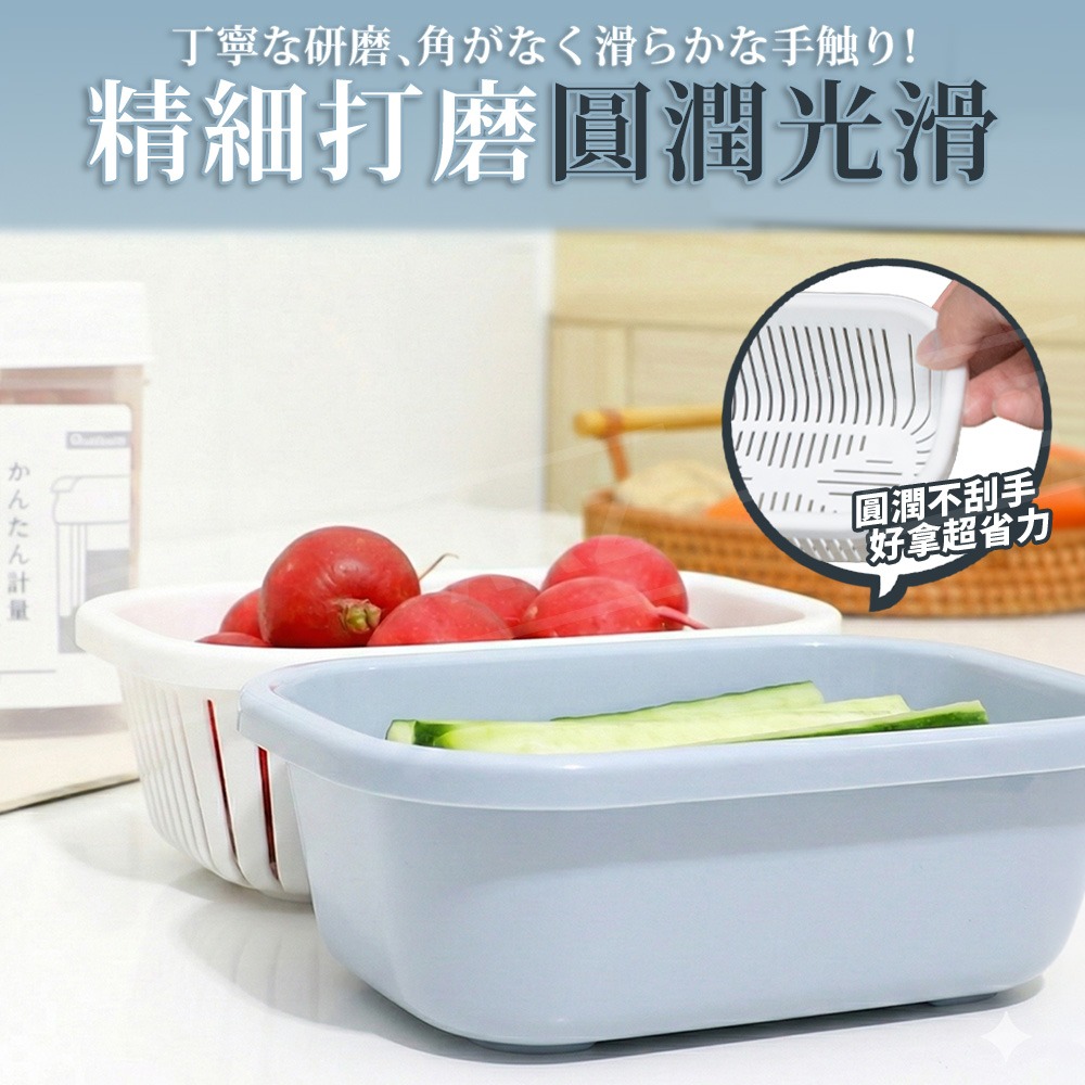 NAKAYA 迷你瀝水籃【ARZ】【H301】日本製 雙層瀝水盒 洗菜籃 水果籃 鏤空瀝水 小巧洗菜盆 蔬果收納 備料盆-細節圖6