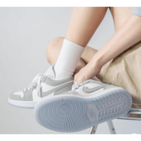 韓國代購Jordan Air Jordan 1 Low灰白 滑板鞋 休閒鞋 籃球運動鞋 情侶鞋 男鞋DC0774-105-細節圖5