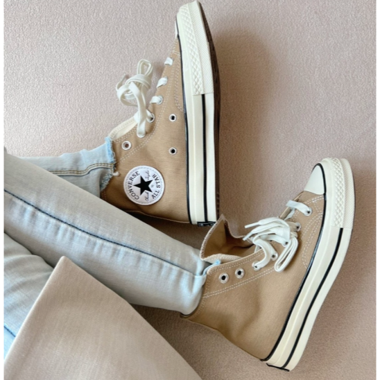 韓國🇰🇷連線 CONVERSE 70s 1970 奶茶色 三星標 低筒 帆布鞋 高筒168505C 168504C-細節圖6