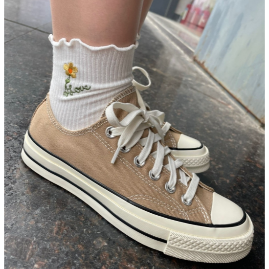 韓國🇰🇷連線 CONVERSE 70s 1970 奶茶色 三星標 低筒 帆布鞋 高筒168505C 168504C-細節圖8