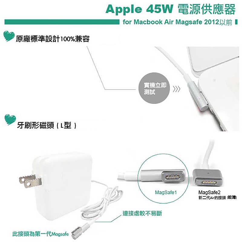 副廠供電器變壓器蘋果充電器 45W 一代L型 適用mac筆電Macbook Air 11吋 Magsafe1-細節圖2