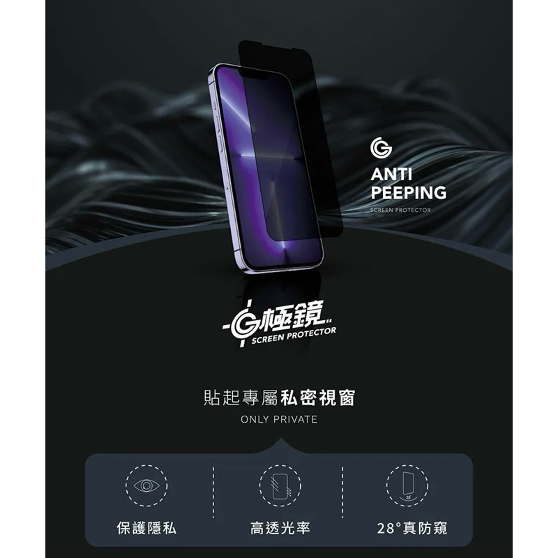 75海 GC G極鏡 iPhone 15系列 黑邊防窺玻璃貼-細節圖2