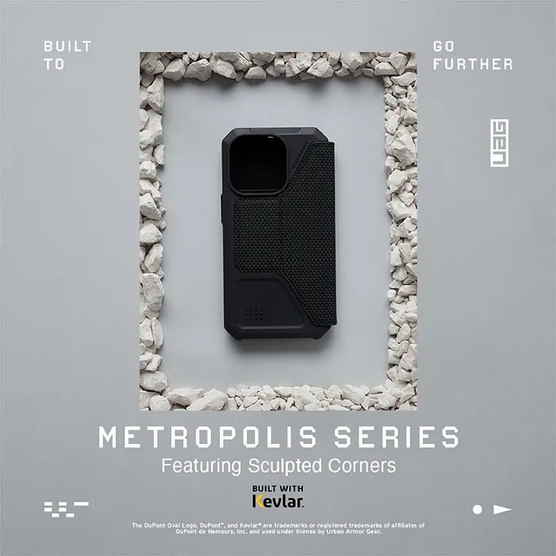 75海 美國軍規 UAG iPhone14/14Pro/14Plus/14Pro Max翻蓋式耐衝擊保護殼-軍用黑-細節圖3