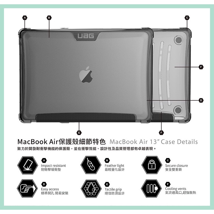 強強滾-UAG Macbook Air 13吋耐衝擊全透保護殻-細節圖3