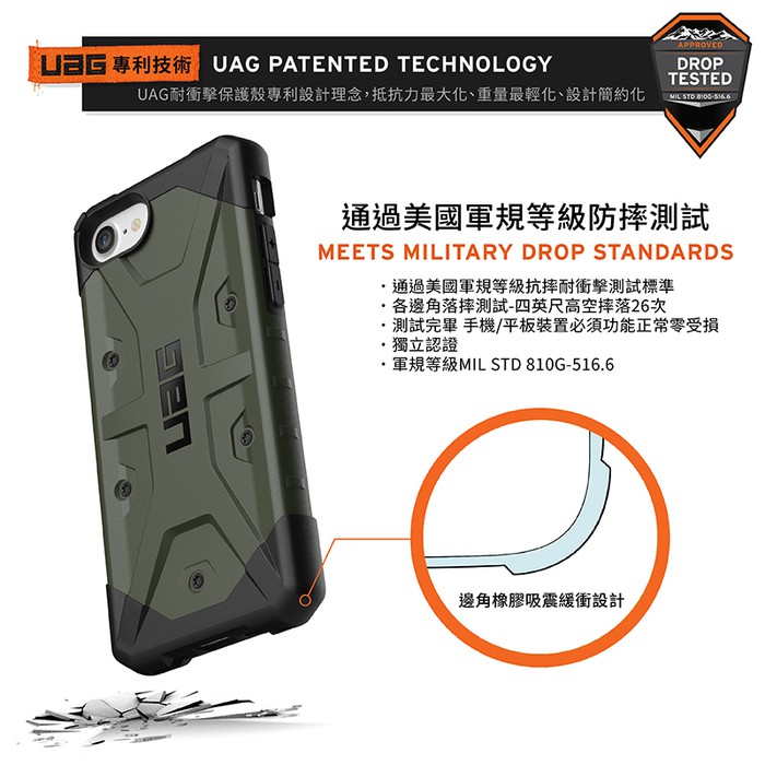 UAG iPhone 8/SE 耐衝擊保護殼-黑/綠 www-細節圖3