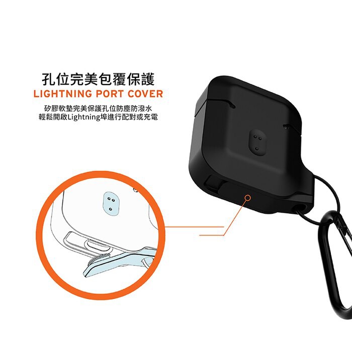 UAG AirPods 耐衝擊防水防塵保護殼-極黑 / 黑 www-細節圖8