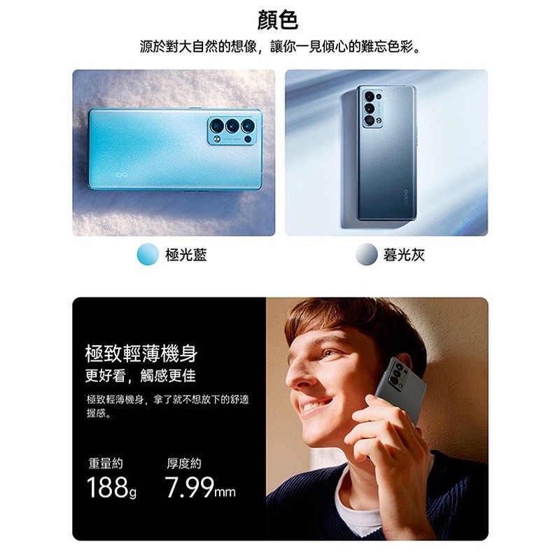 強強滾生活 全新 OPPO Reno 6 Pro 256G藍/灰 CPH2247智慧手機 6.55吋、5G-細節圖6