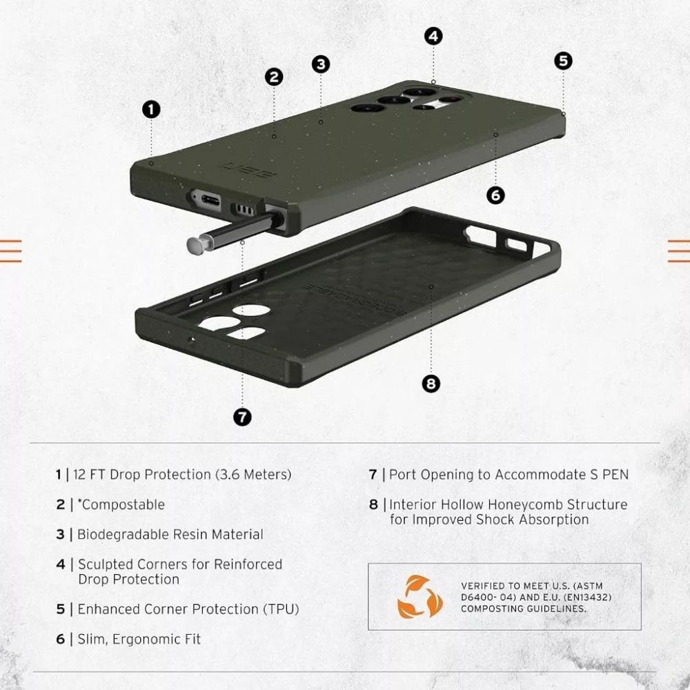公司貨 UAG 三星 Galaxy S22 Ultra 手機殼 綠橄欖 保護殼 皮套-細節圖5