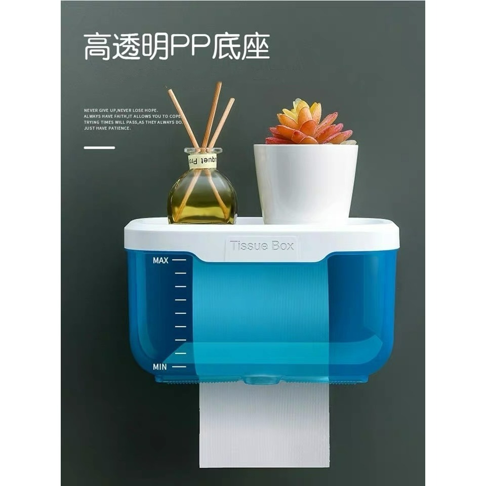 衛生紙盒 衛生紙套 無痕置物架 牆上置物架 浴室抽屜置物盒 無痕免釘壁掛捲筒衛生紙架 防水面紙盒 紙巾架-細節圖5