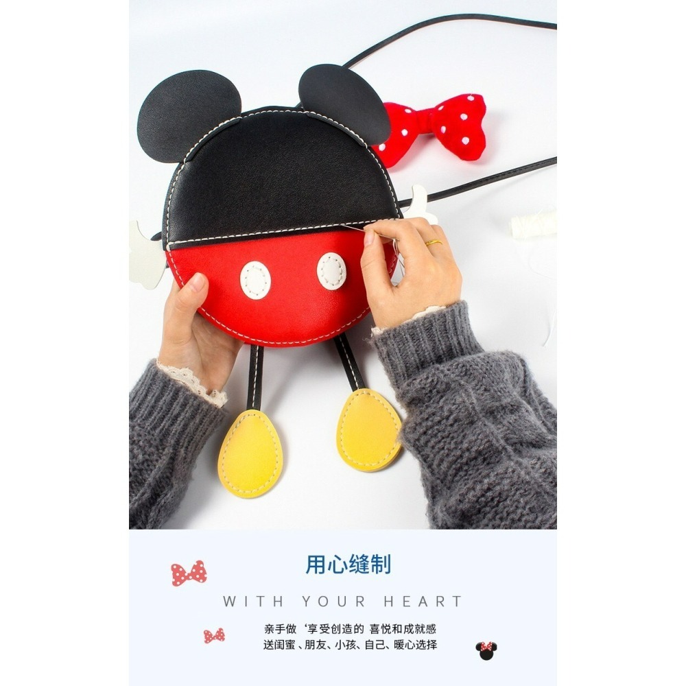 迪士尼 disney + diy 手工包包 包 雙肩背包 單肩背包 手工 皮革 皮革包 側背包 斜背包-細節圖4