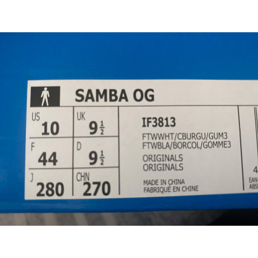 【WTC雜貨舖】ADIDAS SAMBA OG 白/酒紅配色 焦糖底 休閒鞋 IF3813-細節圖5