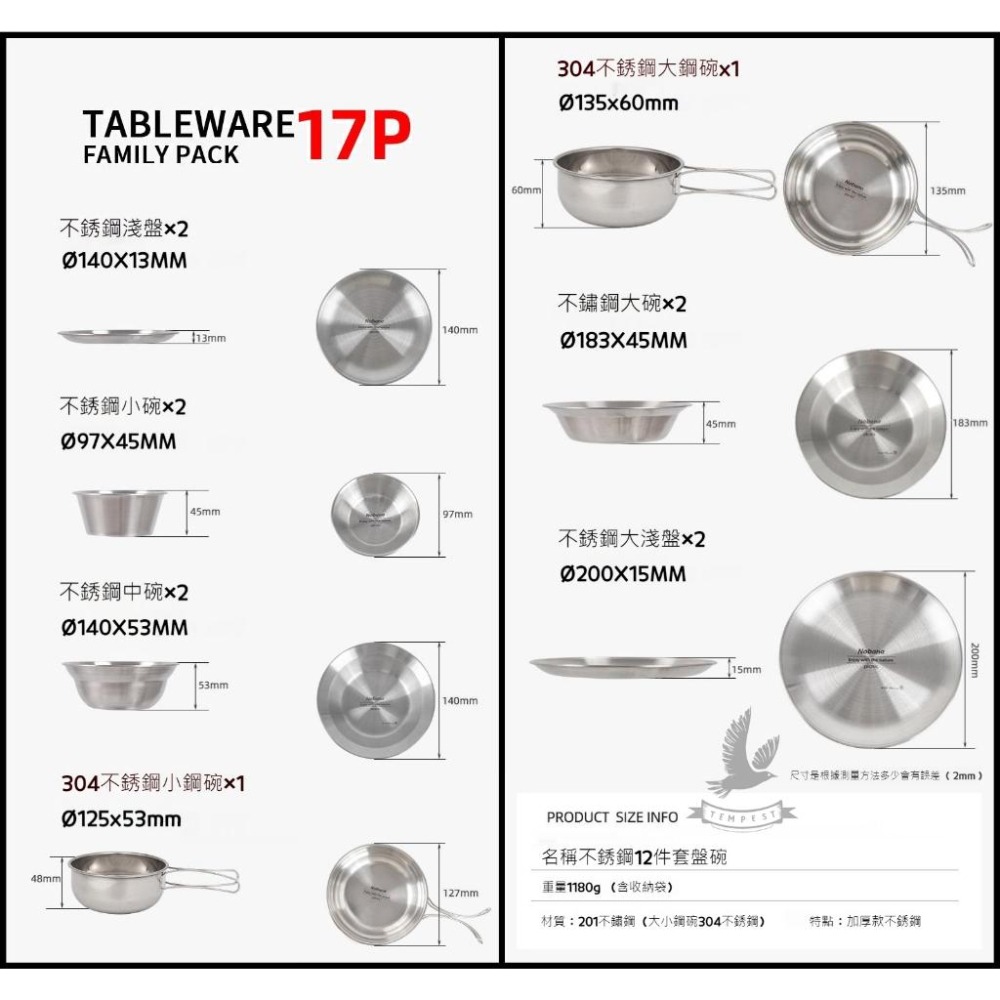 【小家庭旅行】韓國CLS 不鏽鋼餐盤碗裝組12/17/22套件 餐碗 不鏽鋼餐盤 露營鍋具組 野餐露營 食物盤 四人組-細節圖4