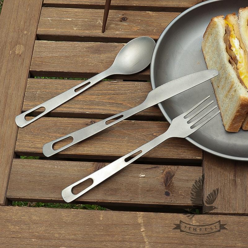 【送戰術掛勾】露營純鈦餐具 鈦筷子 鈦叉 露營用品 純鈦 鈦餐具組 純鈦刀 露營 旅行餐具 鈦湯匙 鈦餐具-細節圖5