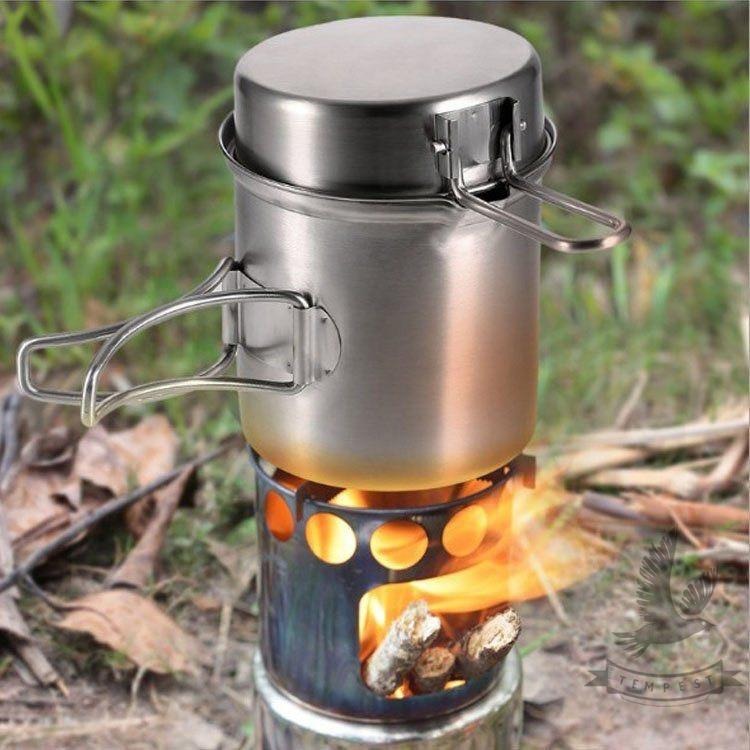 【抗風設計】雙用不鏽鋼酒精柴火爐套鍋1-2人 野營鍋 酒精爐 攻頂爐具 登山鍋具組 防風鍋爐組 鋁鍋 防風爐 機車露營-細節圖3