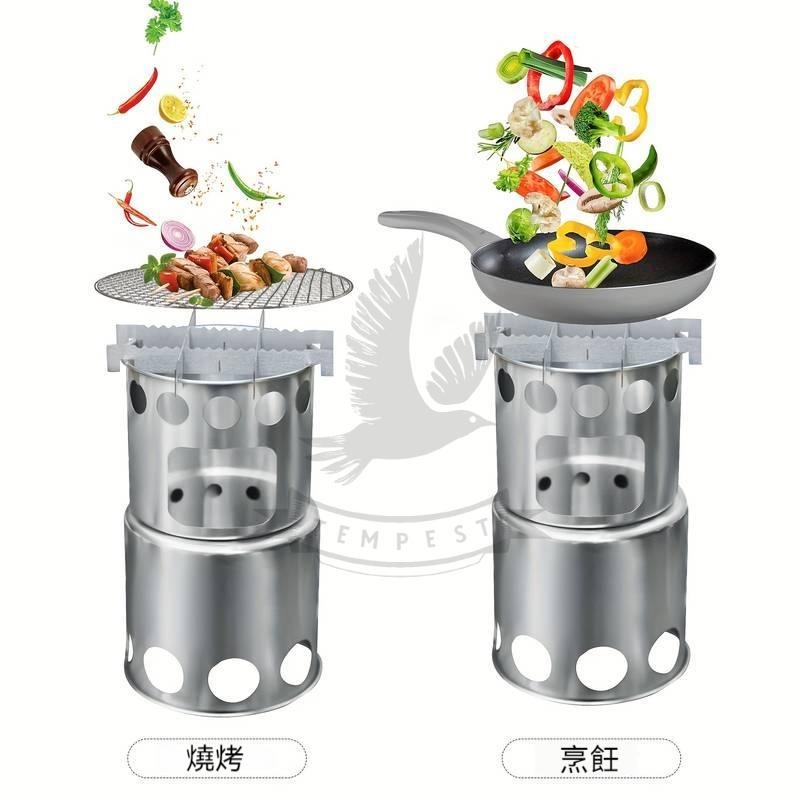 【抗風設計】雙用不鏽鋼酒精柴火爐套鍋1-2人 野營鍋 酒精爐 攻頂爐具 登山鍋具組 防風鍋爐組 鋁鍋 防風爐 機車露營-細節圖7