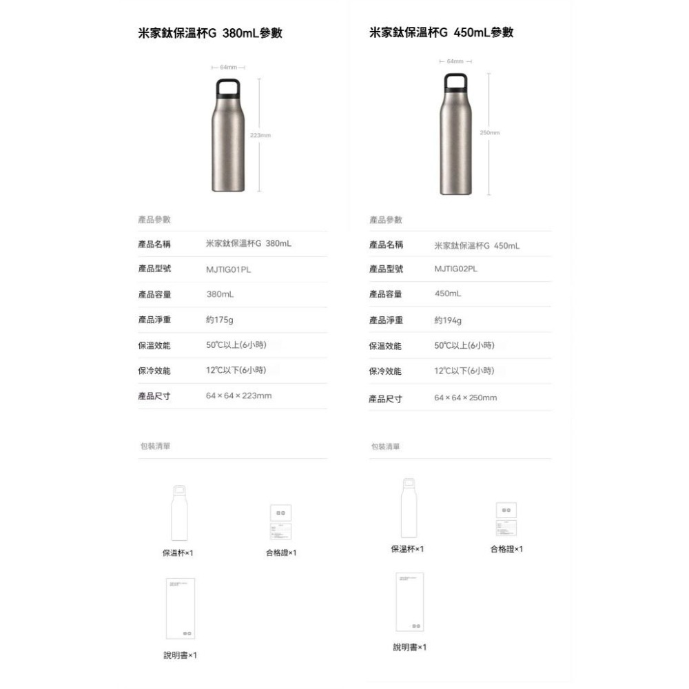 小米鈦保溫杯G 米家鈦保溫杯G 380~450ml 純鈦保冰杯 米家保溫杯 小米保溫瓶 純鈦保溫杯 鈦雙層保溫杯-細節圖9