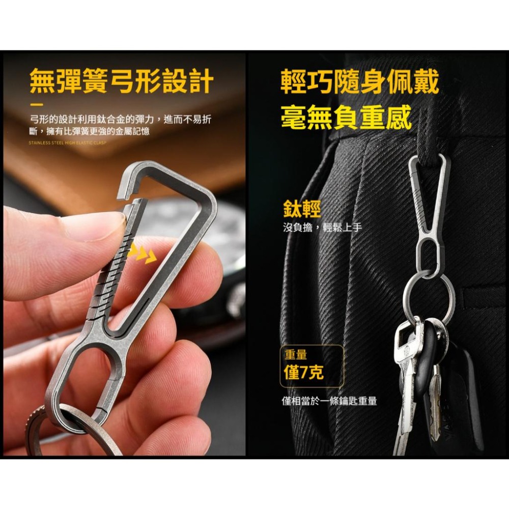 TEMPEST 鈦合金鑰匙圈 5.8x2.1cm 鈦合金鑰匙環 鈦合金汽車鑰匙圈 鈦合金掛扣 鈦合金掛圈 快拆設計-細節圖6