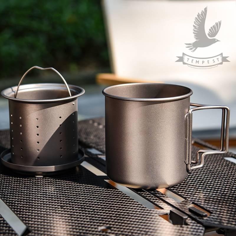 TEMPEST 純鈦泡茶杯 420ml 純鈦泡茶器 含純鈦茶濾 純鈦茶具 鈦茶杯 泡茶器 精細濾網茶杯 戶外茶具套裝-細節圖7