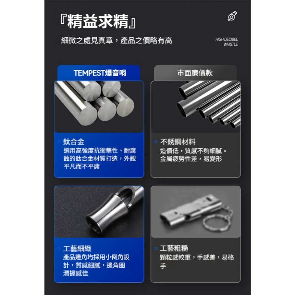 TEMPEST 鈦合金爆音口哨 4.8cm 鈦合金口哨 戶外口哨 緊急口哨 高頻求生口哨 鈦合金求生口哨 隨身口哨-細節圖7