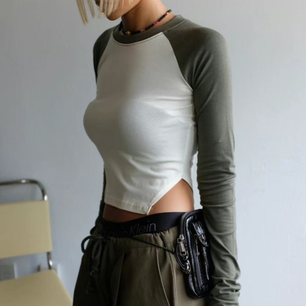 (預購)O&J-韓版撞色薄款開岔上衣-3色-細節圖3