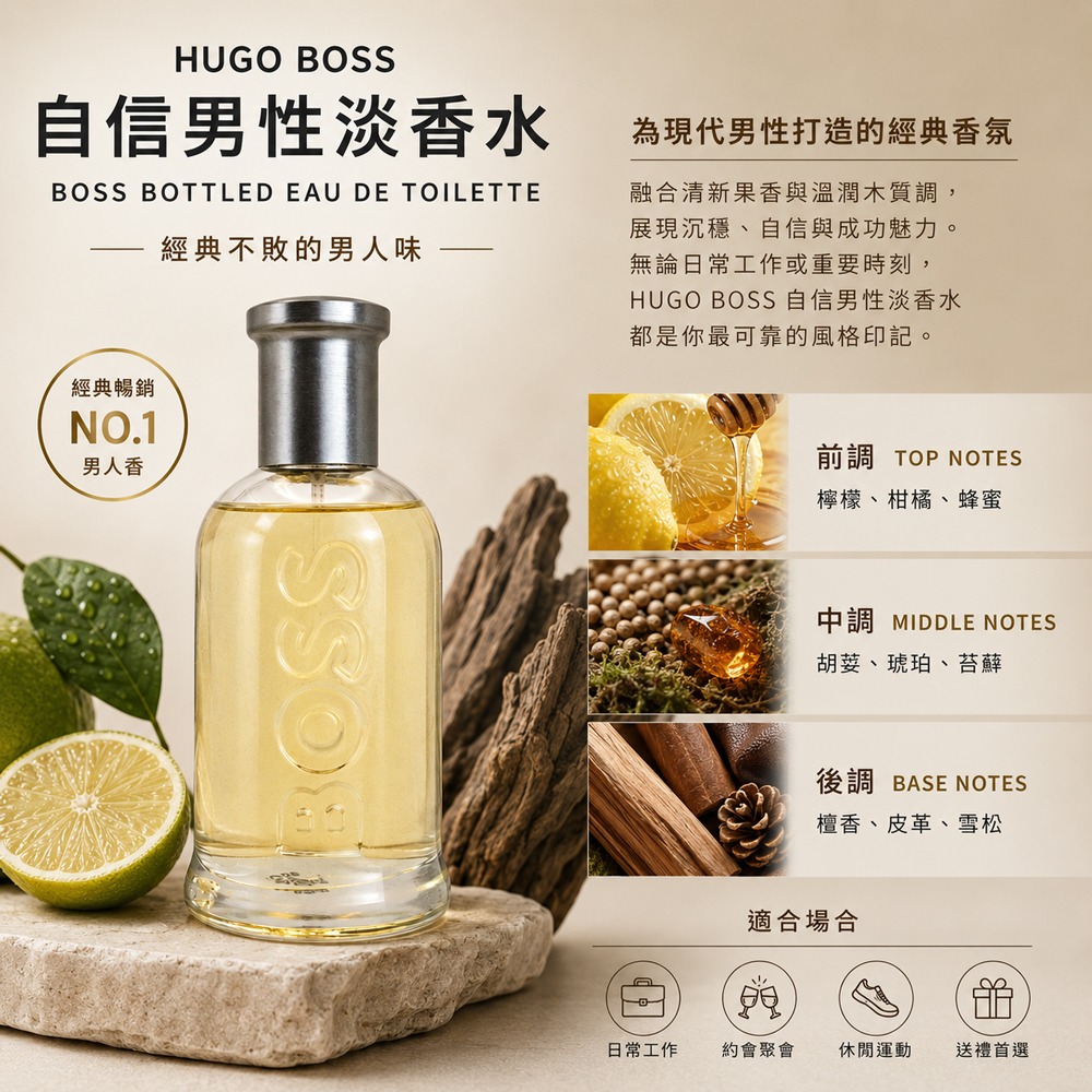 HUGO BOSS 自信男性淡香水(100ml)【Try it】-細節圖2
