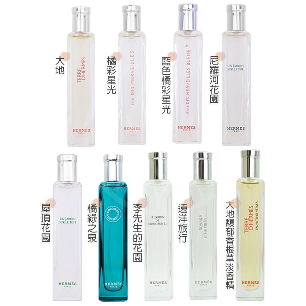 HERMES愛馬仕 大地淡香水/尼羅河/屋頂花園/橘綠之泉/藍色橘采星光(15ml)X2[買一送一]【Try it】-細節圖2