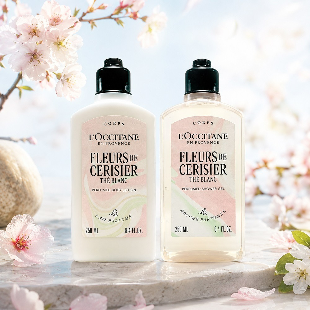 LOCCITANE歐舒丹 白茶櫻花美體組-2026限量香氛[沐浴膠+身體乳]【Try it】-細節圖2