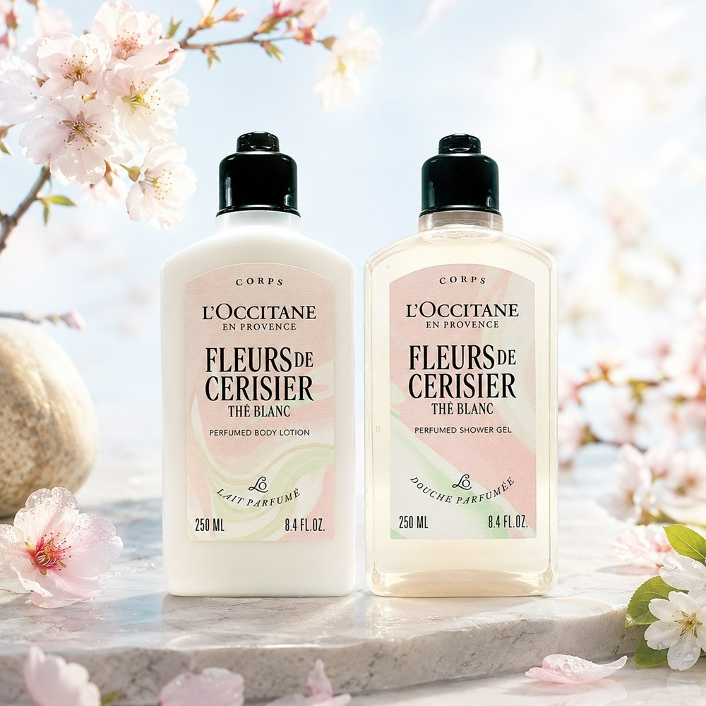 LOCCITANE歐舒丹 白茶櫻花美體組-2026限量香氛[沐浴膠+身體乳]【Try it】-細節圖2