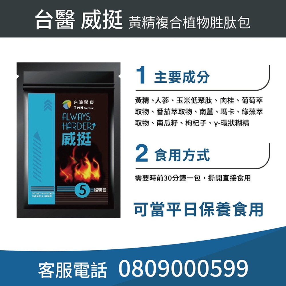 台醫健康生活館線上購威挺男人五日體驗包複合植物粉劑原價1250特價中九 勇台灣正貨快速出貨台灣正品優惠威牌久猛感床女媚累-細節圖2