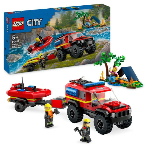 【積木樂園】 樂高 LEGO 60412 CITY系列 四輪驅動消防車和救援艇